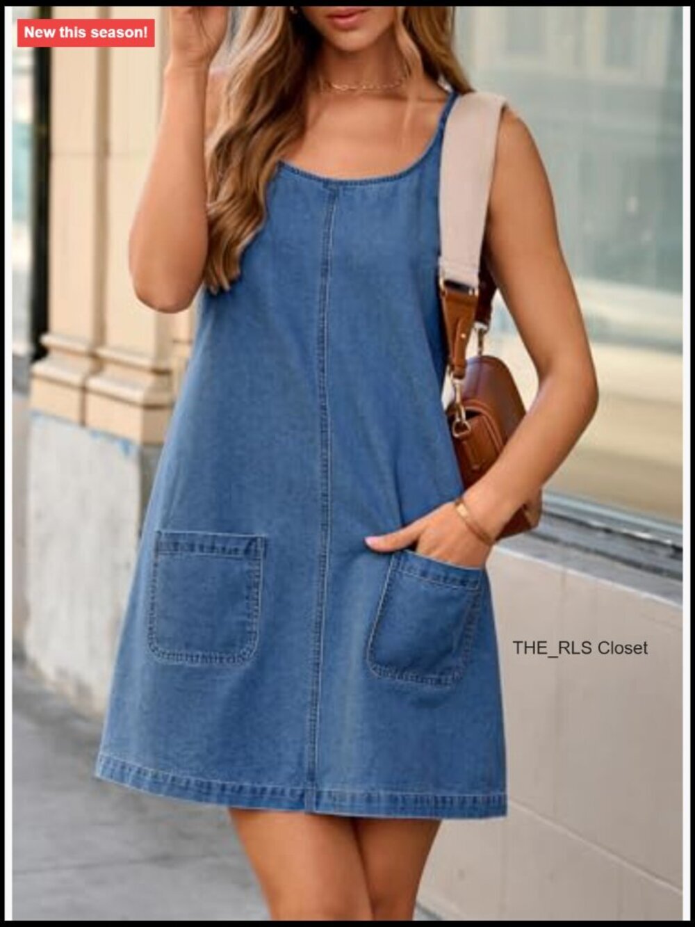 Sleeveless Denim Dress with Pockets, Casual Western Style - Picture 4 of 7